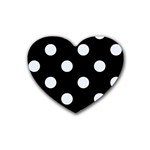 Polka Dots - Pastel Blue on Black Rubber Coaster (Heart)