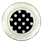 Polka Dots - Pastel Blue on Black Porcelain Plate