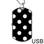 Polka Dots - Pastel Blue on Black Dog Tag USB Flash (One Side)