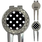 Polka Dots - Pastel Blue on Black 3-in-1 Golf Divot