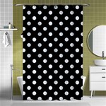 Polka Dots - Pastel Blue on Black Shower Curtain 48  x 72  (Small)
