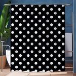 Polka Dots - Pastel Blue on Black Shower Curtain 60  x 72  (Medium)