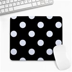 Polka Dots - Pastel Blue on Black Large Mousepad