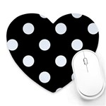 Polka Dots - Pastel Blue on Black Heart Mousepad