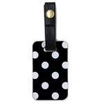 Polka Dots - Pastel Blue on Black Luggage Tag (One Side)