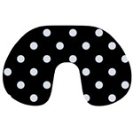 Polka Dots - Pastel Blue on Black Travel Neck Pillow
