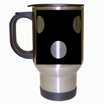 Polka Dots - Pastel Blue on Black Travel Mug (Silver Gray)