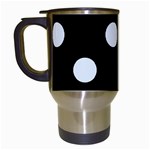 Polka Dots - Pastel Blue on Black Travel Mug (Black)