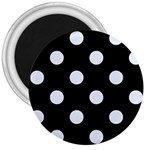 Polka Dots - Pastel Blue on Black 3  Magnet
