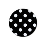 Polka Dots - Pastel Blue on Black Magnet 3  (Round)