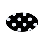 Polka Dots - Pastel Blue on Black Sticker (Oval)