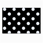 Polka Dots - Pastel Blue on Black Postcard 5  x 7 