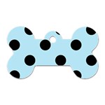 Polka Dots - Black on Light Blue Dog Tag Bone (Two Sides)
