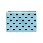 Polka Dots - Black on Light Blue Cosmetic Bag (M)