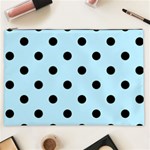 Polka Dots - Black on Light Blue Cosmetic Bag (XXL)