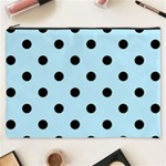 Polka Dots - Black on Light Blue Cosmetic Bag (XXXL)