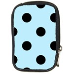 Polka Dots - Black on Light Blue Compact Camera Leather Case