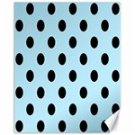Polka Dots - Black on Light Blue Canvas 11  x 14 
