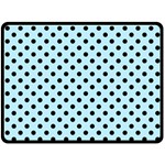 Polka Dots - Black on Light Blue Double Sided Fleece Blanket (Large) (Two Sides)