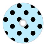 Polka Dots - Black on Light Blue CD Wall Clock