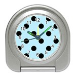 Polka Dots - Black on Light Blue Desk Alarm Clock
