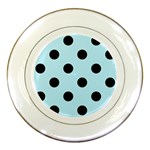 Polka Dots - Black on Light Blue Porcelain Plate