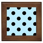 Polka Dots - Black on Light Blue Framed Tile