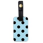 Polka Dots - Black on Light Blue Luggage Tag (One Side)