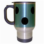 Polka Dots - Black on Light Blue Travel Mug (Silver Gray)
