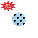 Polka Dots - Black on Light Blue 1  Mini Magnet (100 pack)