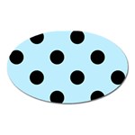 Polka Dots - Black on Light Blue Magnet (Oval)