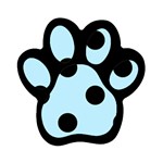 Polka Dots - Black on Light Blue Magnet (Paw Print)