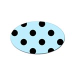 Polka Dots - Black on Light Blue Sticker Oval (100 pack)