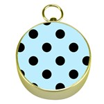 Polka Dots - Black on Light Blue Gold Compass