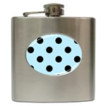 Polka Dots - Black on Light Blue Hip Flask (6 oz)