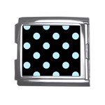 Polka Dots - Light Blue on Black Mega Link Italian Charm (18mm)