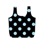 Polka Dots - Light Blue on Black Full Print Recycle Bag (S)