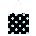 Polka Dots - Light Blue on Black Grocery Light Tote Bag