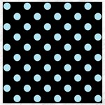Polka Dots - Light Blue on Black Canvas 12  x 12 