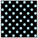 Polka Dots - Light Blue on Black Canvas 20  x 20 