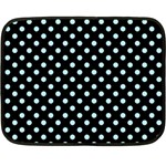 Polka Dots - Light Blue on Black Double Sided Fleece Blanket (Mini)
