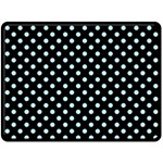 Polka Dots - Light Blue on Black Fleece Blanket (Large) (One Side)