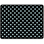 Polka Dots - Light Blue on Black Double Sided Fleece Blanket (Medium) (Two Sides)