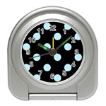 Polka Dots - Light Blue on Black Desk Alarm Clock