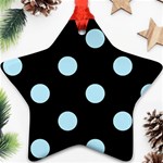 Polka Dots - Light Blue on Black Ornament (Star)