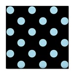 Polka Dots - Light Blue on Black Tile Coaster