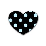 Polka Dots - Light Blue on Black Heart Coaster (4 pack)