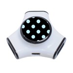 Polka Dots - Light Blue on Black Portable USB Hub (One Side)