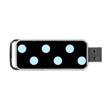 Polka Dots - Light Blue on Black Portable USB Flash (One Side)