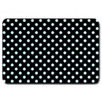 Polka Dots - Light Blue on Black Large Doormat